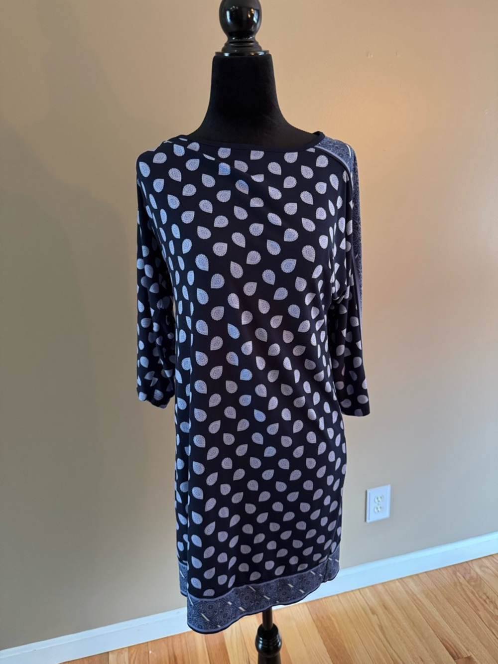 Michael Kors Black Dress with White Paisley Print